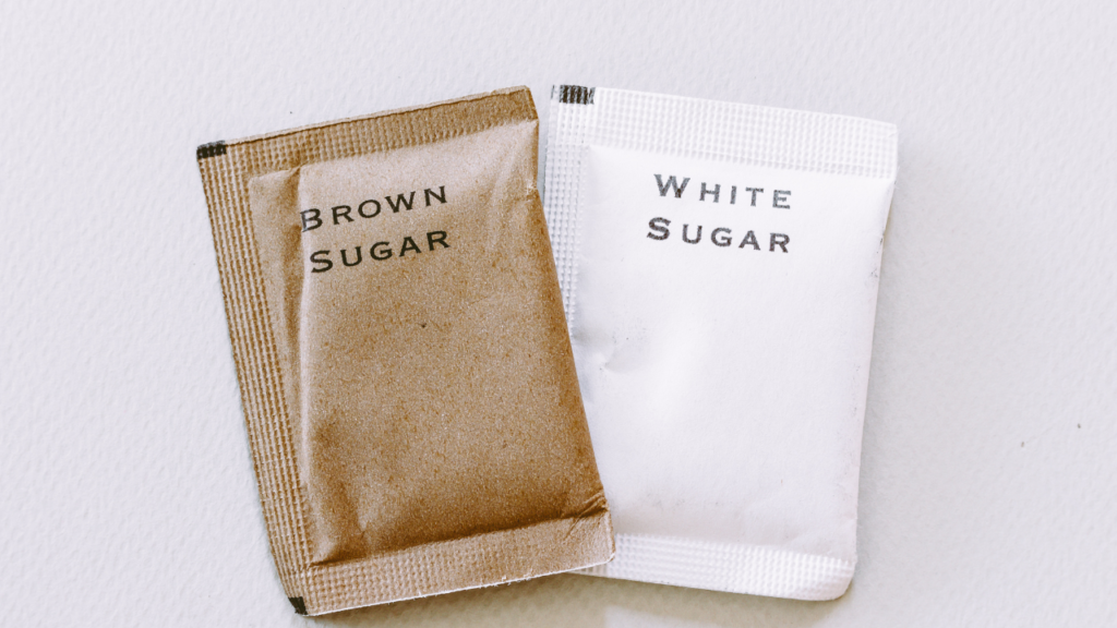 Brown sugar and white sugar